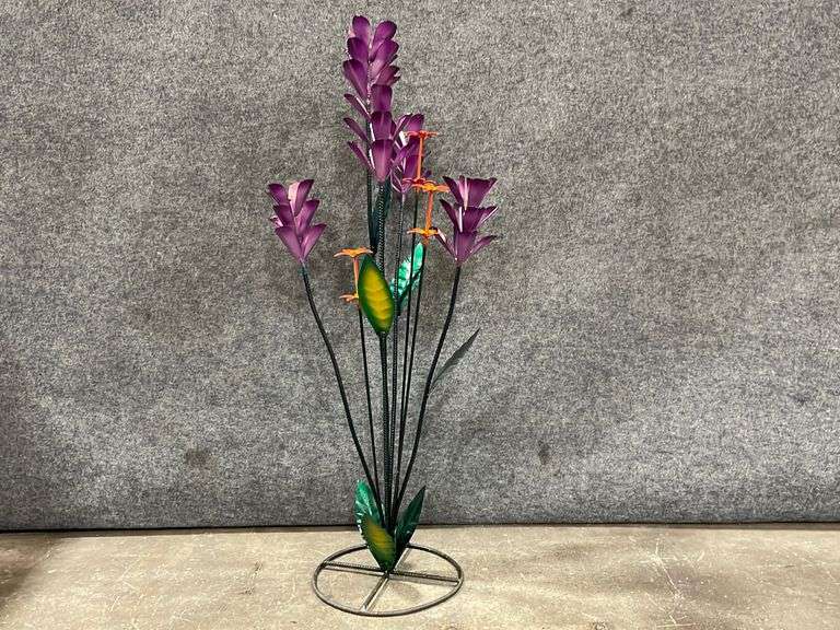 Purple Metal Flower Yard Art 