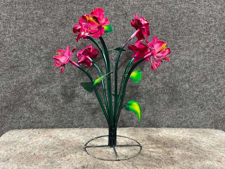 Pink Metal Flower Yard Art