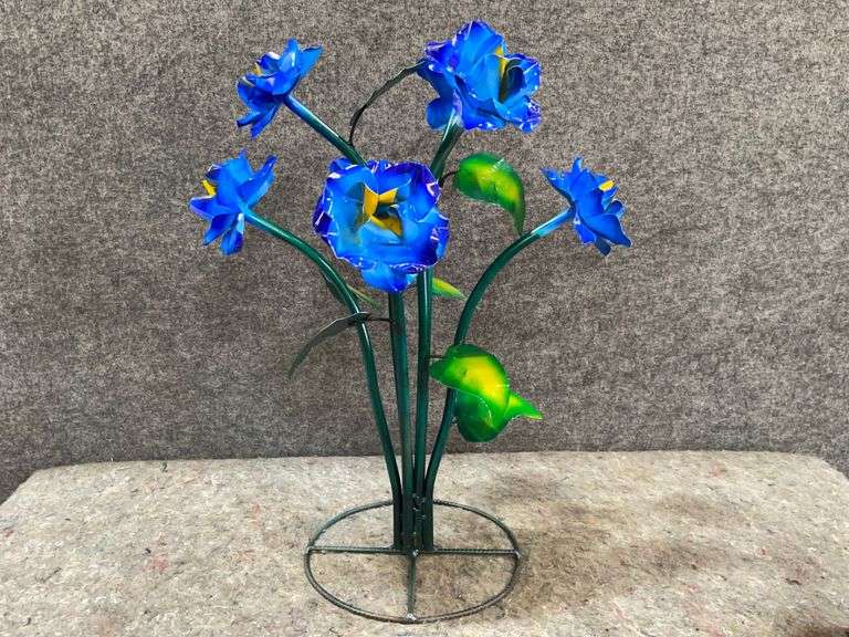 Metal Outdoor Blue Flower Stand