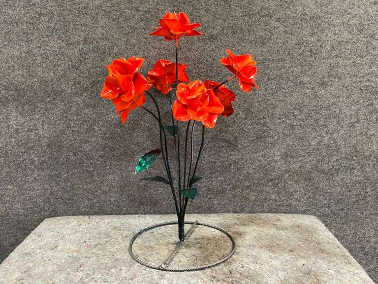 Metal Outdoor Orange Flower Stand