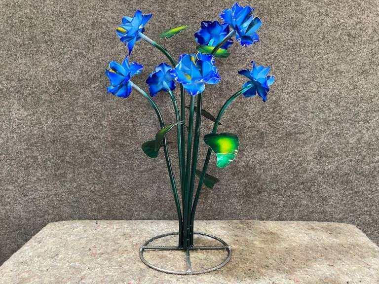 Metal Outdoor Blue Flower Stand