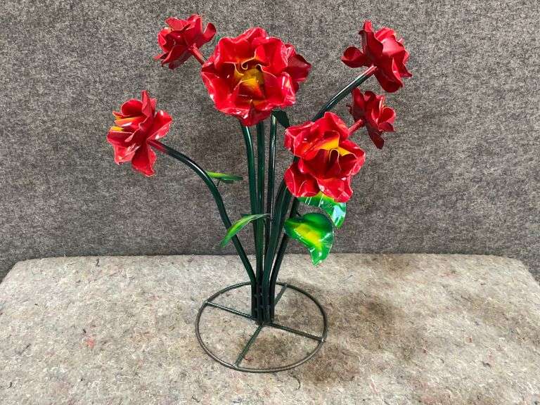 Metal Outdoor Red Flower Stand