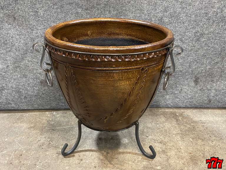 Large Brown Planter On A Stand 