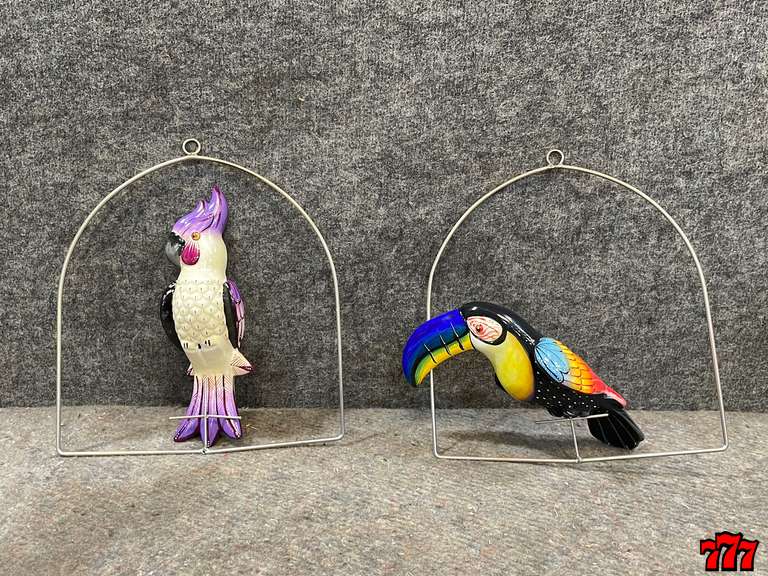 2 Hanging Bird Decorations 