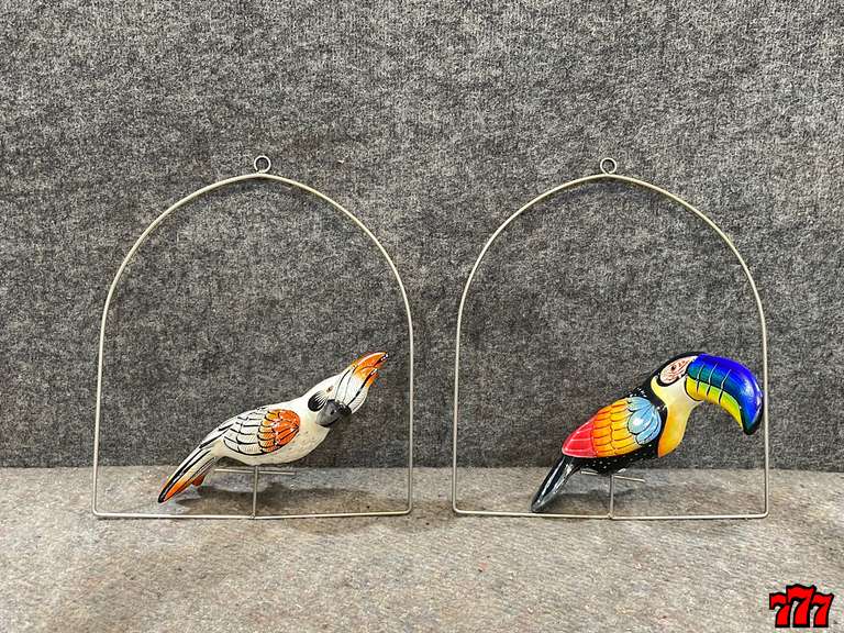 2 Hanging Bird Decorations 