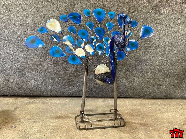 Large Blue Metal Peacock 
