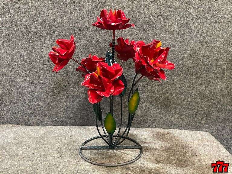 25” Red Metal Flower 