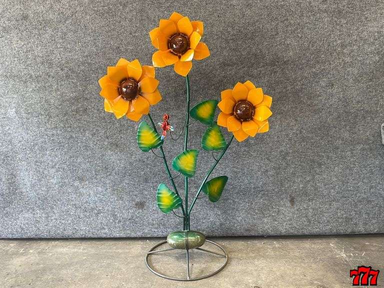 Large Yellow Metal Sun Flower
