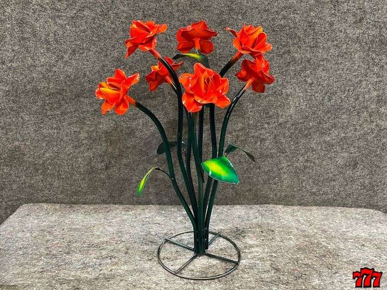2ft. Metal Orange Flower Stand