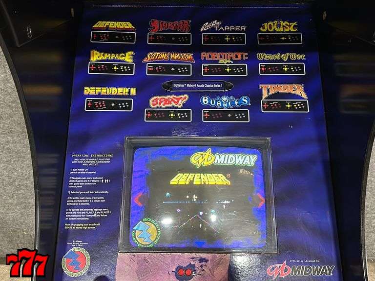 Big Electronic Games Midway Arcade Game 777 Auction Company