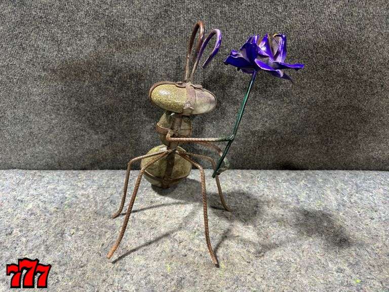14” Tall Rock Ant w/ Purple Flower