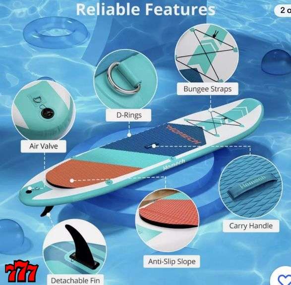 New Unused Homech 10ft. Inflatable Stand Up Paddle Board 777 Auction