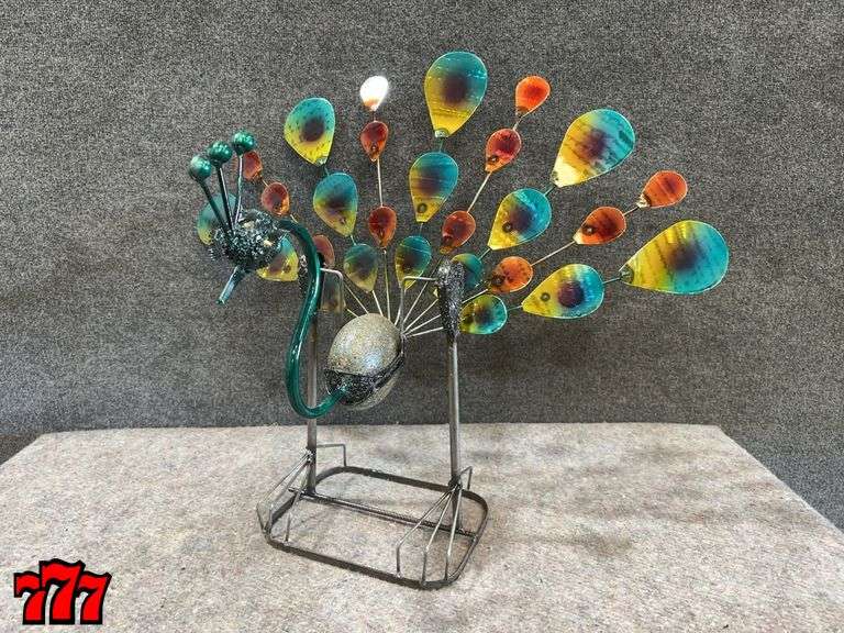 25” Tall Metal Swinging Peacock