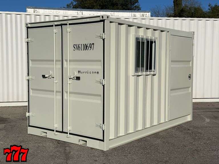 11’ x 74” Container w/ 1 End Barn Door & 1 Side Window & Door - 777 ...