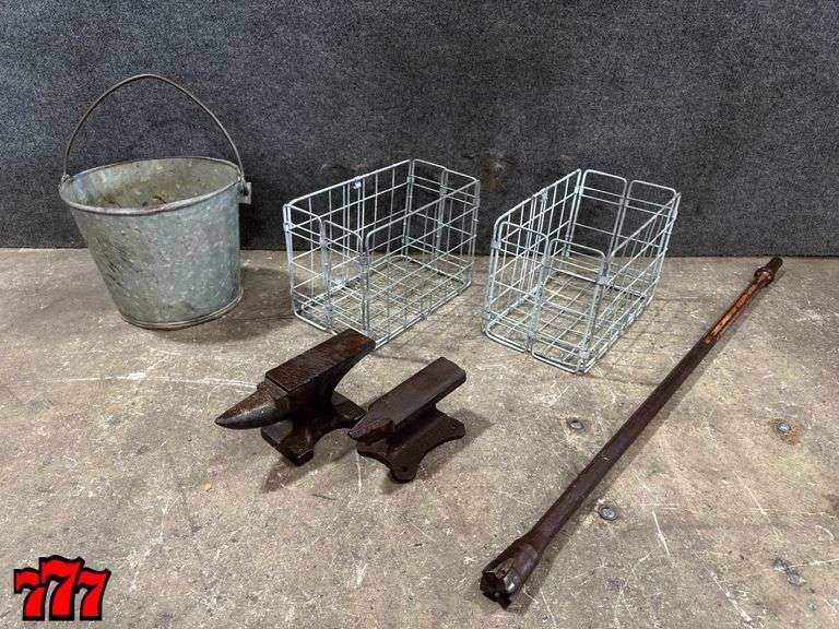 1 Bucket, 2 Milk Crates, 2 Anvils & 1 Bit - 777 Auction Company