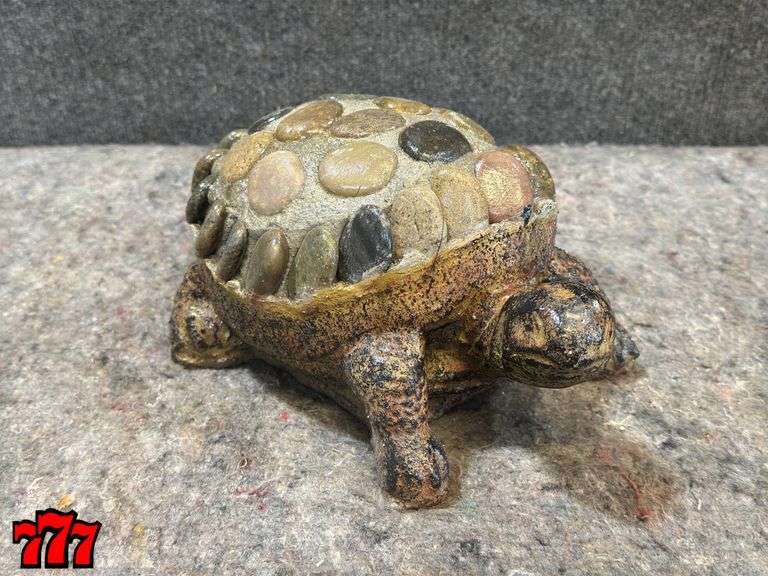 Petite 6” Tall Rock & Cement Turtle