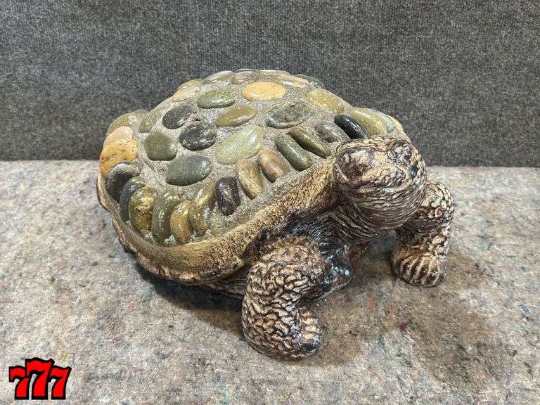 Large 9” Tall Rock & Cement Turtle