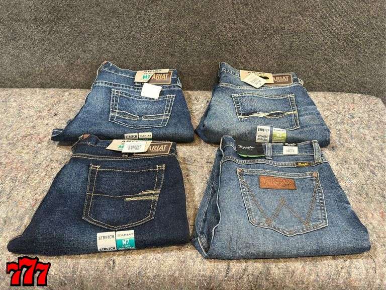 4 New Unused Pairs Of Mens Size 36 x 34 Ariat & Wrangler Jeans - 777 ...