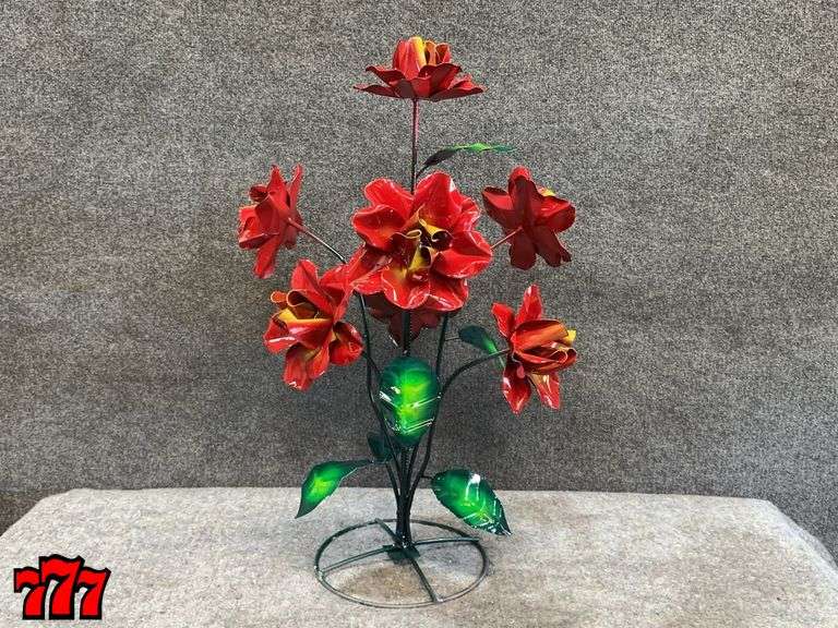 29” Tall Red Metal Flower Stand