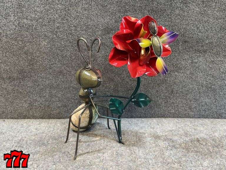 19” Tall Rock Ant w/ Red Flower