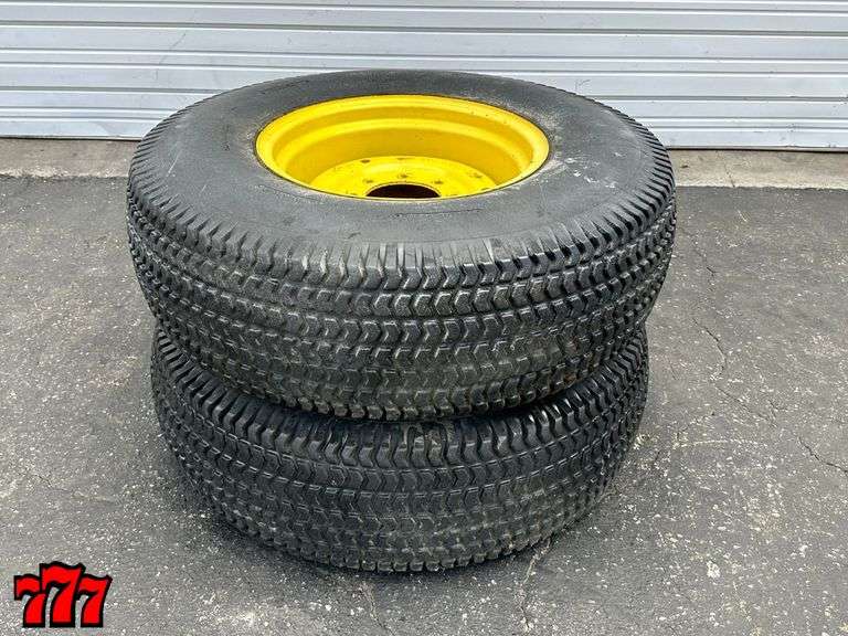 2 Bridgestone 355/80D20 Tires & 8 Lug Wheels - 777 Auction Company