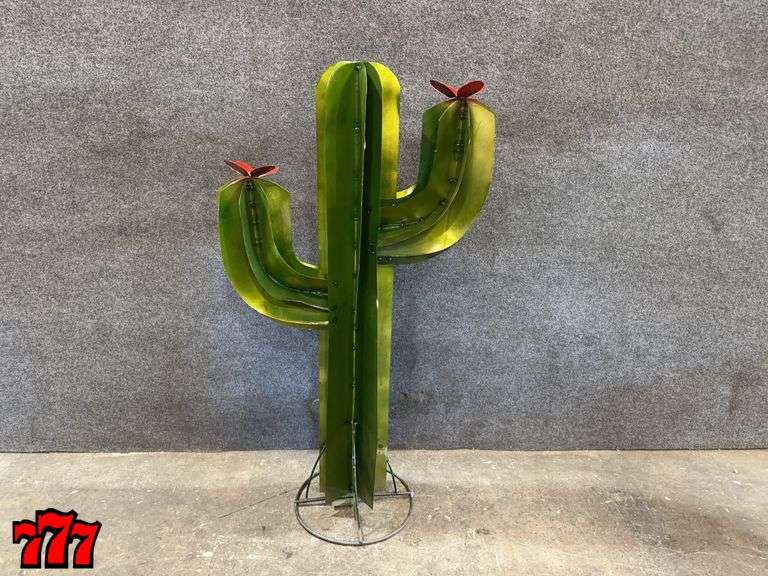 49” Tall Metal Cactus Stand w/ Flowers
