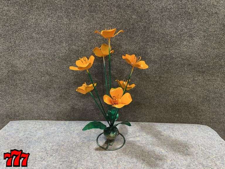 22” Tall Metal Yellow Flower Stand