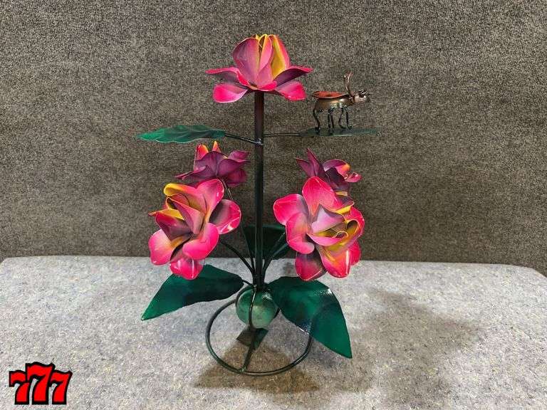 20” Tall Metal Pink Flower Stand