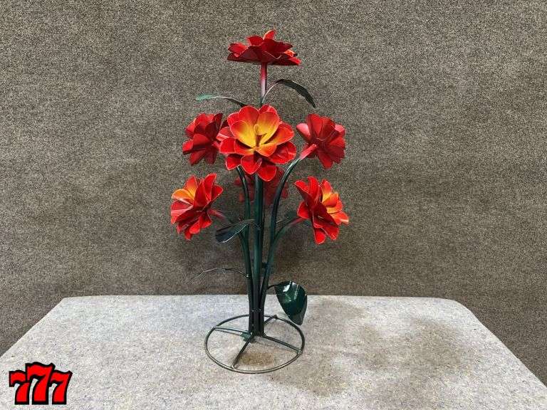 29” Tall Metal Red Flower Stand