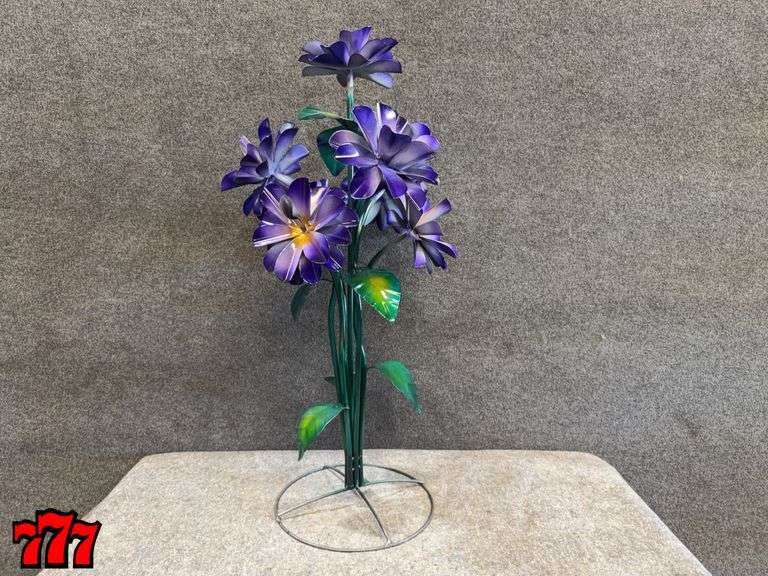 39” Tall Purple Metal Flower