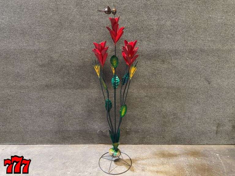 61” Tall Metal Red Flower Stand