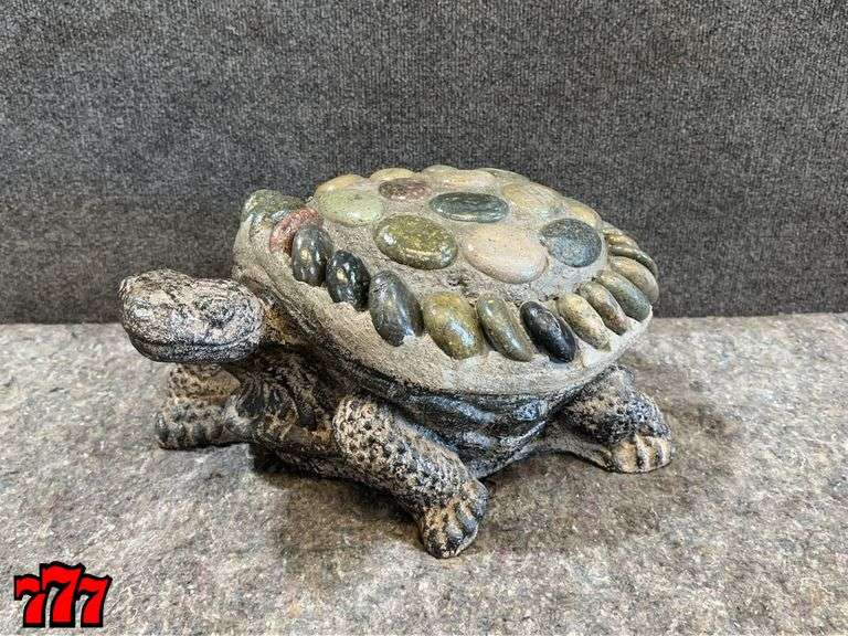Large 8” Tall Rock & Cement Turtle