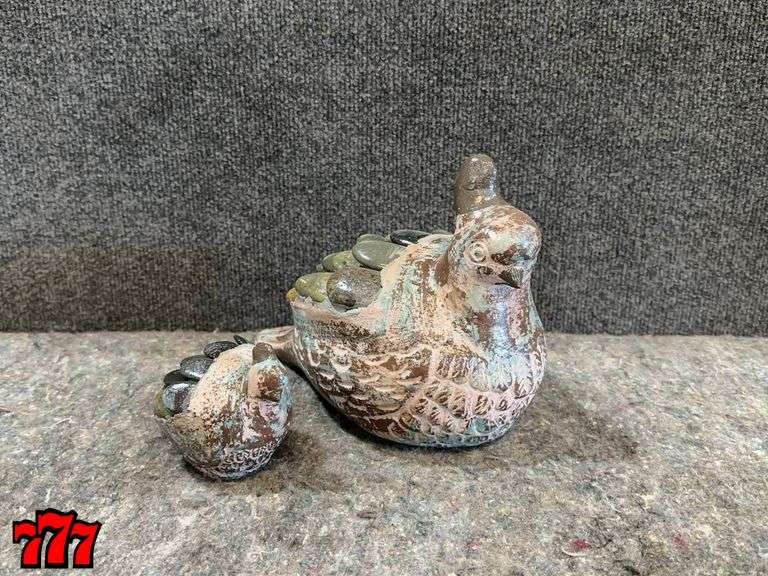 1 Rock & Cement Mama Quail & 1 Baby Quail