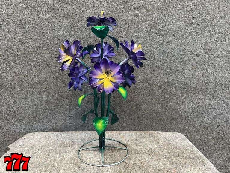 34” Tall Metal Purple Flower Stand