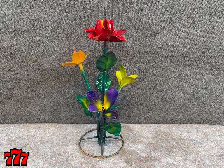 20” Tall Multi Colored Metal Flower Stand