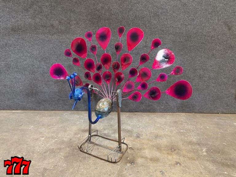 Large 34” Tall Swinging Peacock