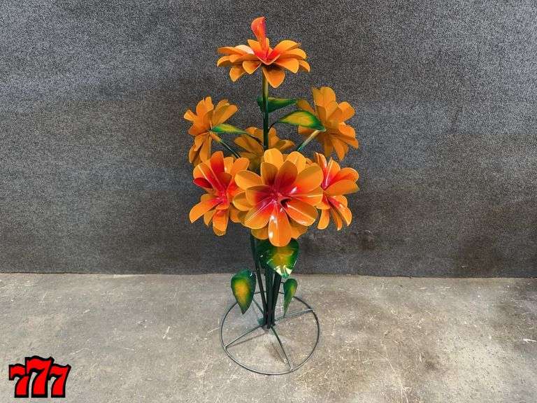 40” Tall Yellow Metal Flower Stand