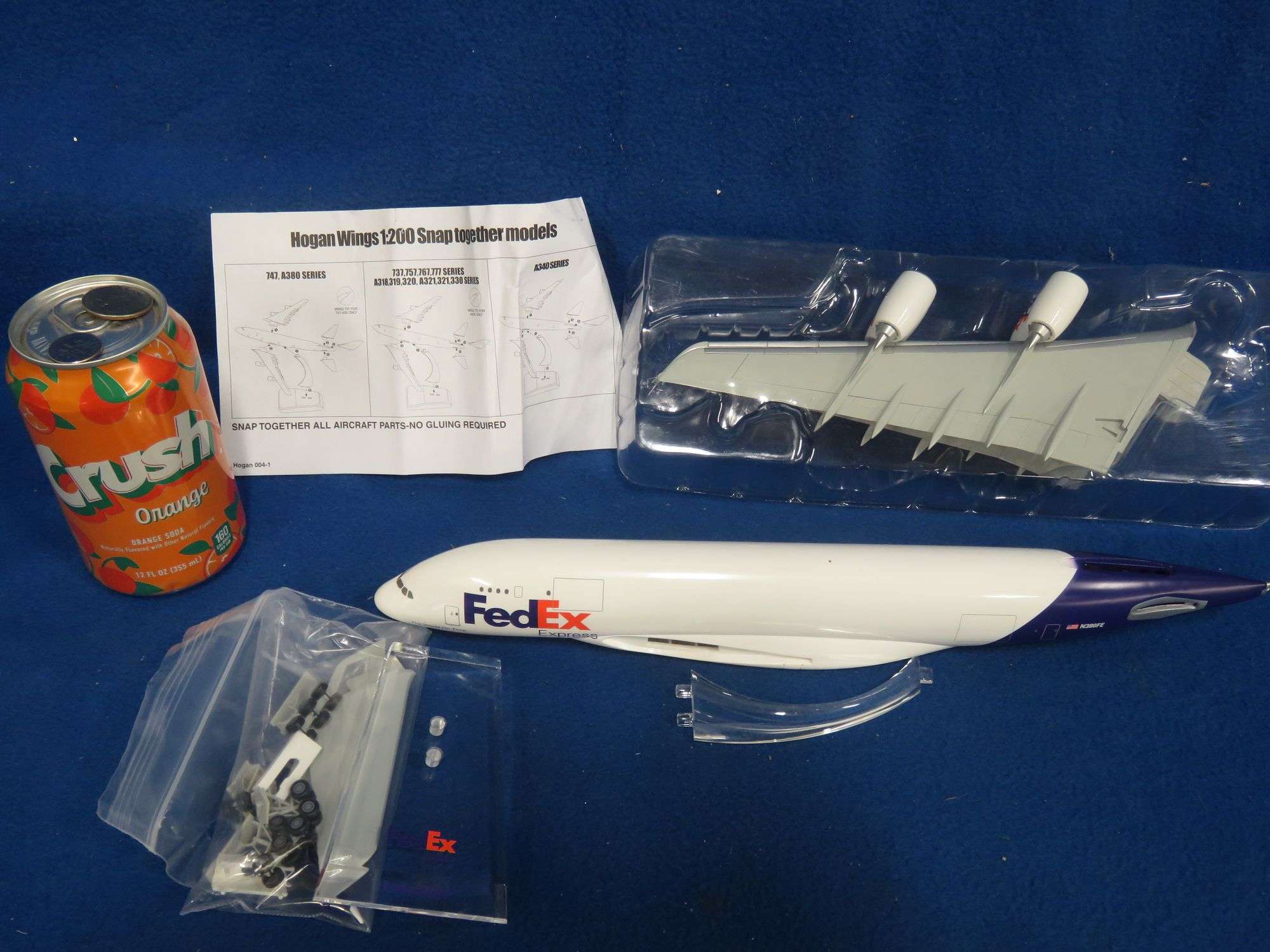 Unassembled FedEx A380-800F die-cast metal model airplane