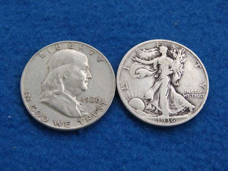 Walking Liberty and Franklin half-dollar coins