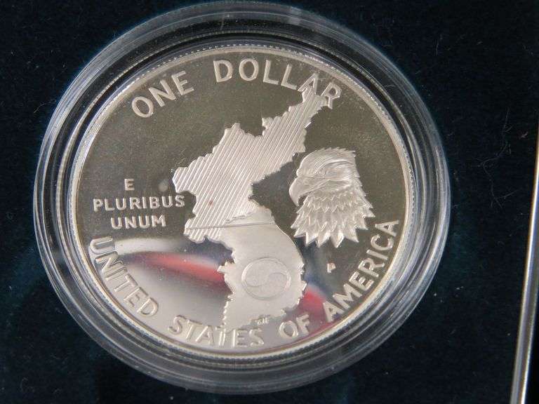 1991 Korean War Memorial Proof 90% silver dollar. 26.730 grams