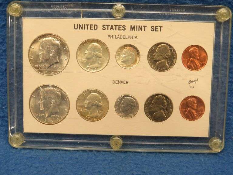 1964 mint set with coins from Philadelphia and Denver including 90% ...