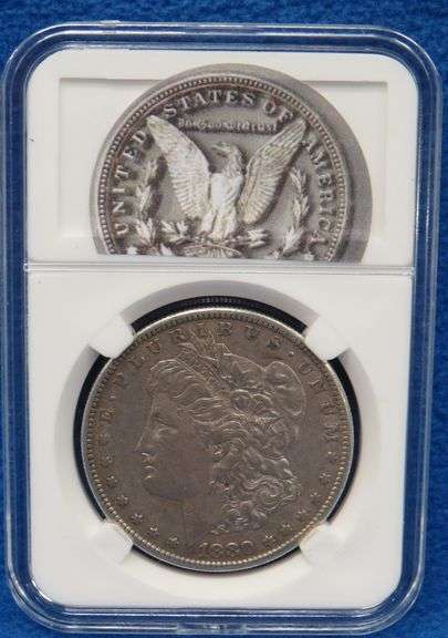 1880 S Morgan slabbed silver dollar