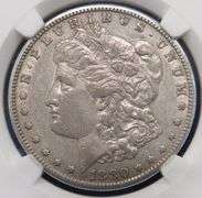 1880 S Morgan slabbed silver dollar