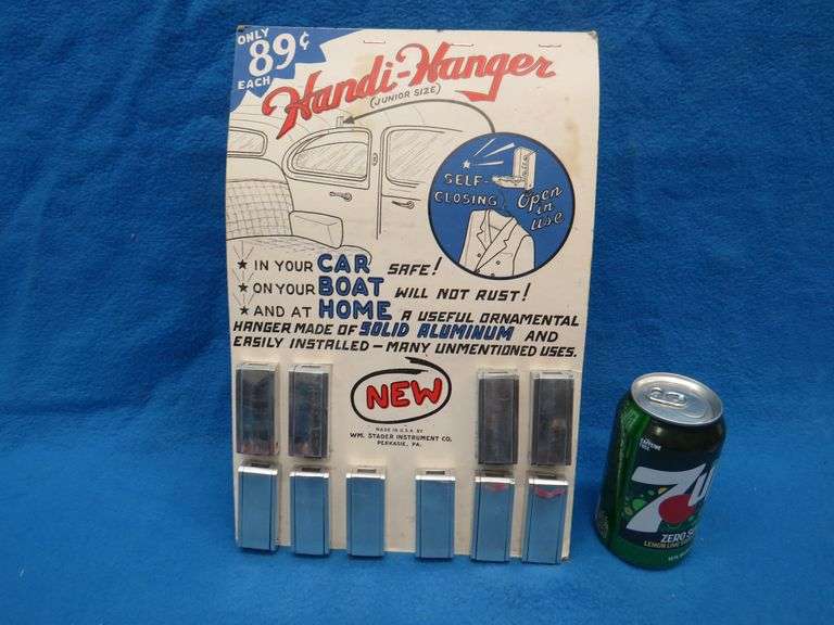 Complete countertop store display of Handi-Hangers.  1940s era.