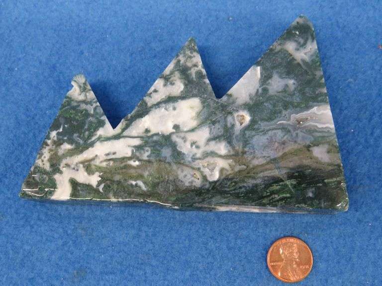 Two pieces of Moss Agate mountain.  Total weight 1.11 lb.