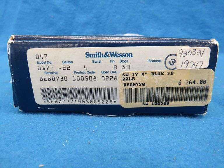 Smith & Wesson Model 17-4 double-action .22 revolver.  SN BEB0730.  Includes original box.