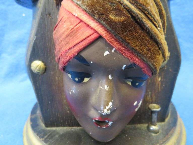 1920s era Kindel and Graham Gypsy head mechanical cigarette dispenser in working condition
