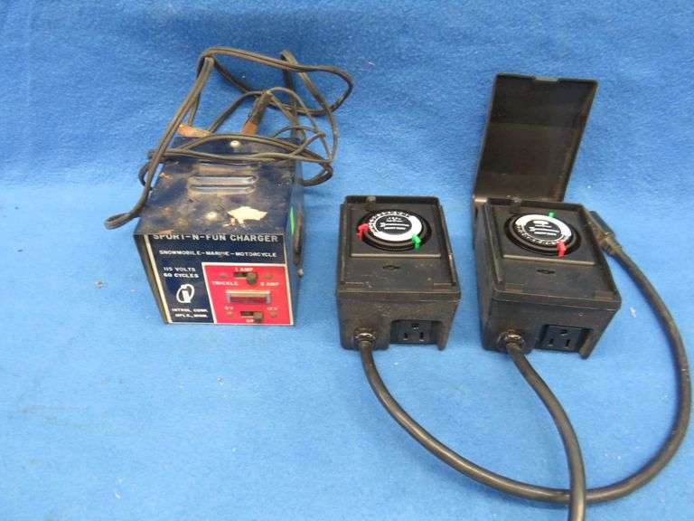 Trickle charger and two Intermatic timers