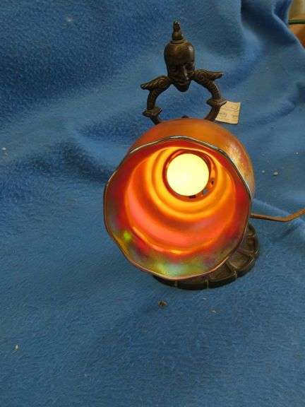 Antique 7159B Rembrandt Genie cast iron lamp with globe