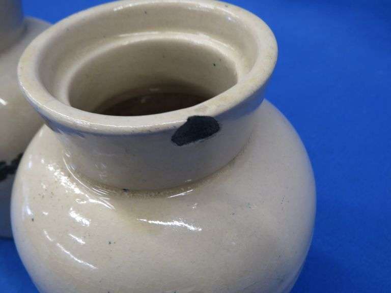 Two vintage Copenhagen Snuff stoneware jars